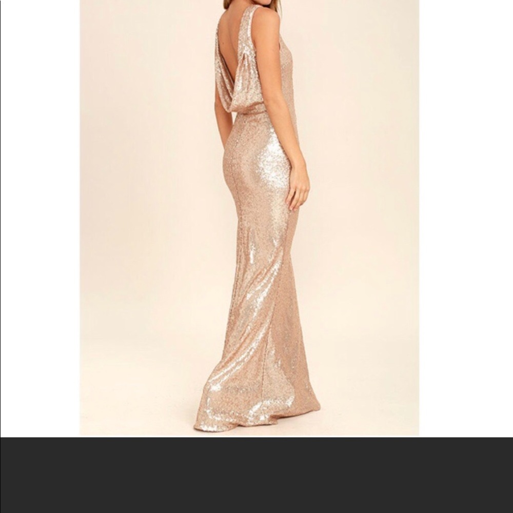 Matte Rose Gold Sequin Evening Gown!